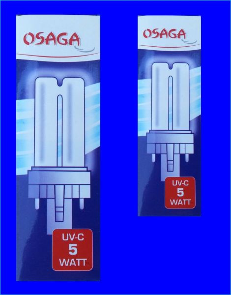 2 Stück UVC Ersatzlampe 5 Watt OSAGA für alle UV-C Klärgeräte UVC-Lampe