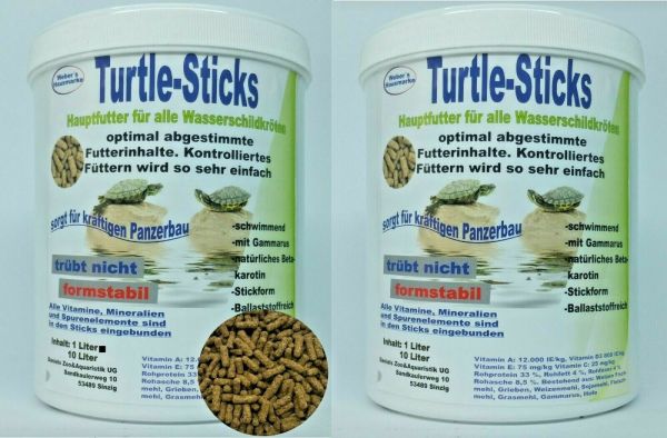 Schildkrötenfutter für Wasserschildkröten 2 x 1 L. Dose Sticks schwere Qualität