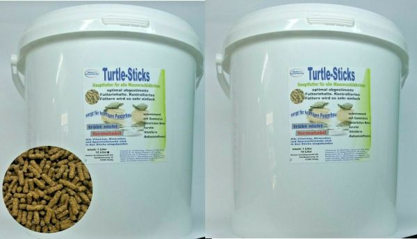 Schildkrötenfutter für Wasserschildkröten 2x10 L Eimer Sticks, schwere Qualität