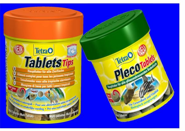 Tetra Pleco Tablets 120 Tabs und Tablet Tips 165 Tabs Kombipack Futtertabletten