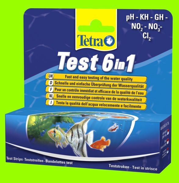 Wassertest Tetra Test 6 in1 pH KH GH NO2 NO3 und Chlor Teststreifen für Aquarium