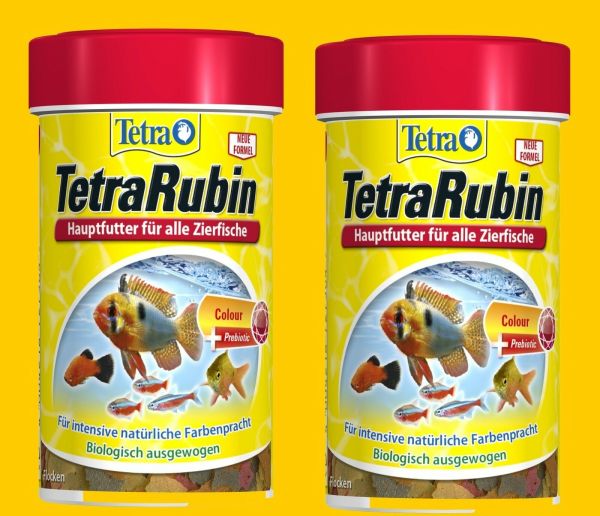 TetraRubin 2x100 ml Fischfutter steigert Farbenpracht Tetra Rubin Flockenfutter