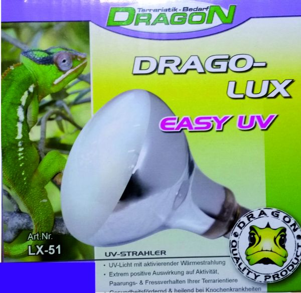 Dragon Easy UV Drago lux 100 Watt UVA UVB Spotlampe für Reptilien plus Wärme E27
