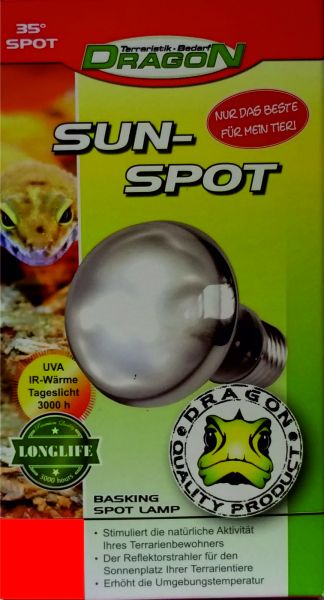 Spotlampe Sun Spot 25 Watt Wärmelampe für Terrarien Dragon Basking Spotstrahler