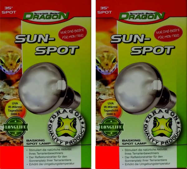 Spotlampe Sun Spot 2 x 60 Watt Wärmelampe Terrarien Dragon Basking Spotstrahler