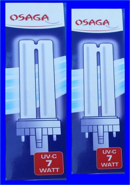 2 Stück UVC Ersatzlampe 7 Watt OSAGA für alle UV-C Klärgeräte UVC Lampe